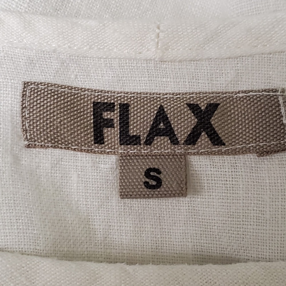 Flax Womens Lagenlook Long Sleeve Linen Top Size S White Coastal Beach Nautical - Picture 3 of 9